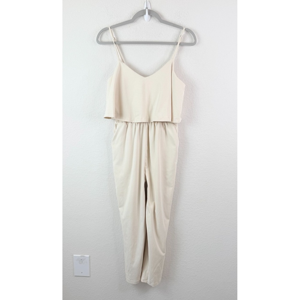 La‎ Ven Cream Overlay Cami Jumpsuit XS Minimalist Casual Lounge Stretch